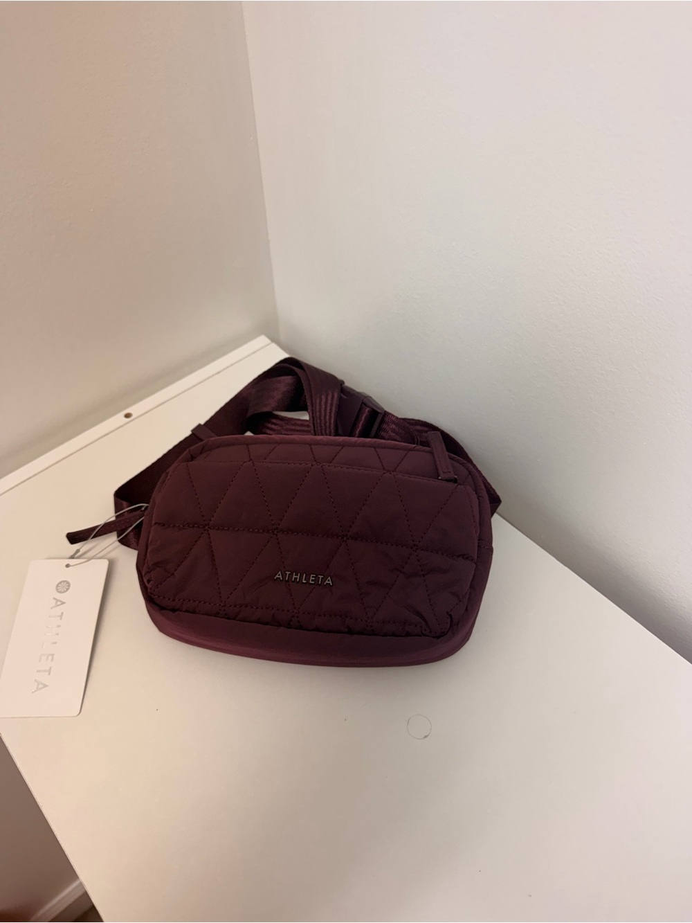 Athleta Quilted Crossbody Bag in Plum